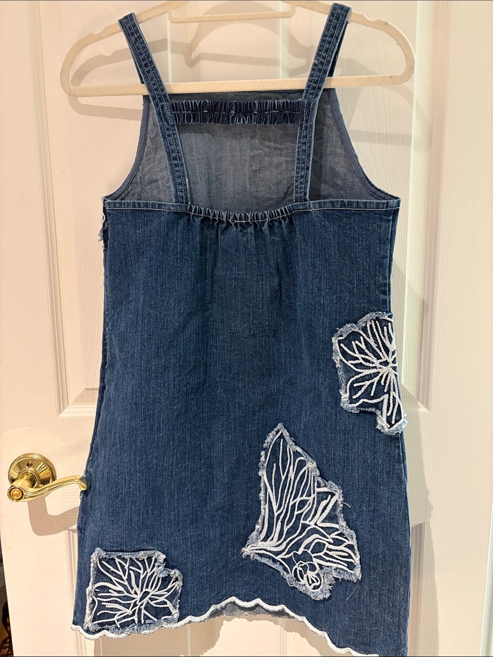 Anthropologie Denim Mini Dress with White Floral Appliqué - Picture 6 of 6